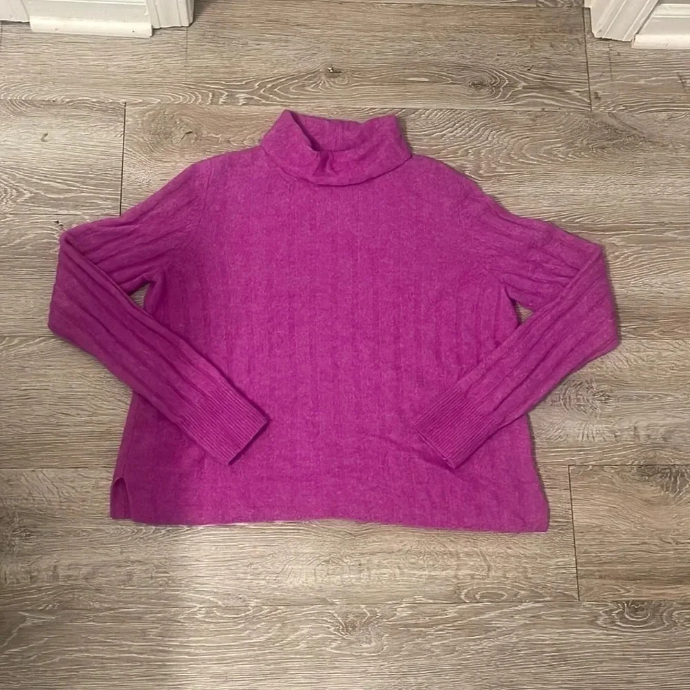 Banana Republic Women's Cowl Turtleneck Sweater - Bright Magenta
